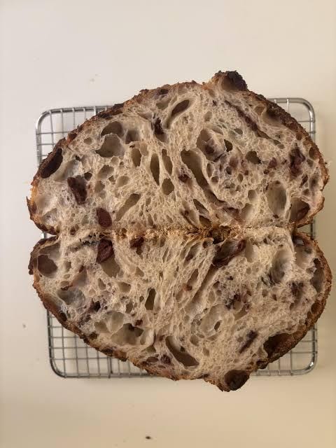 Gourmet Kalamata black olive-rosemary bread (roughly 3 pound loaf)